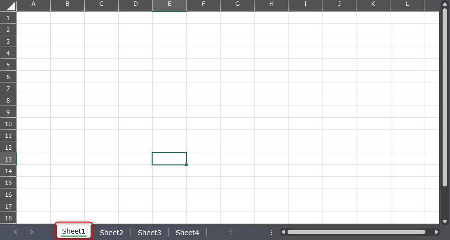 Sheet1を選択した状態